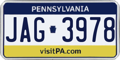 PA license plate JAG3978