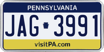 PA license plate JAG3991