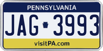 PA license plate JAG3993