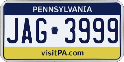 PA license plate JAG3999