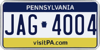 PA license plate JAG4004