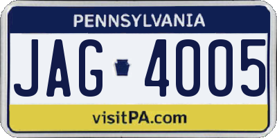 PA license plate JAG4005