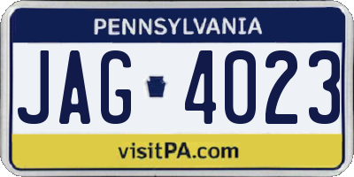 PA license plate JAG4023