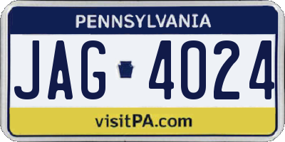 PA license plate JAG4024