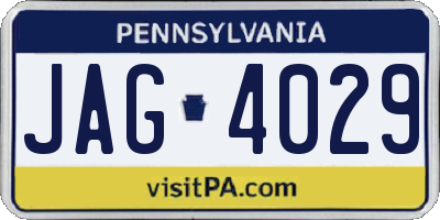 PA license plate JAG4029