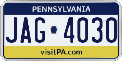 PA license plate JAG4030