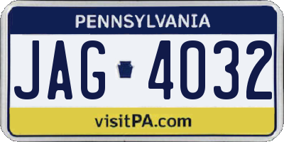 PA license plate JAG4032