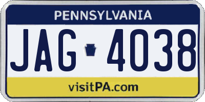 PA license plate JAG4038
