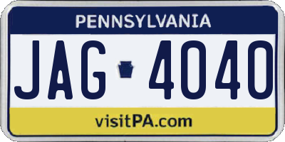 PA license plate JAG4040