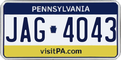 PA license plate JAG4043
