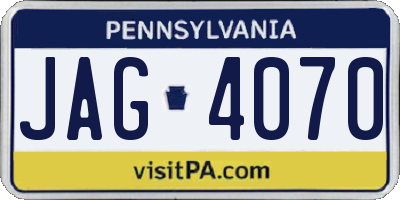 PA license plate JAG4070