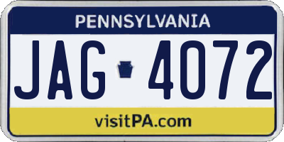 PA license plate JAG4072