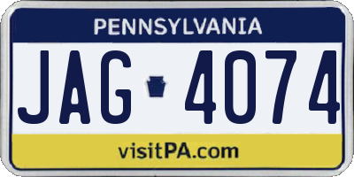 PA license plate JAG4074