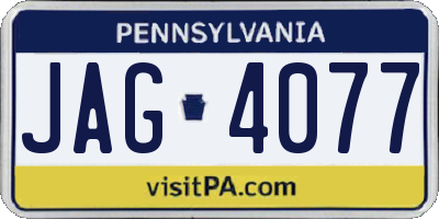 PA license plate JAG4077