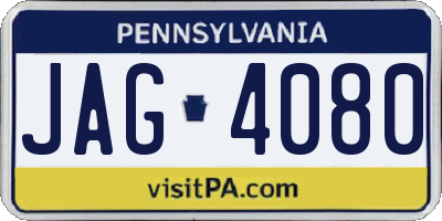 PA license plate JAG4080