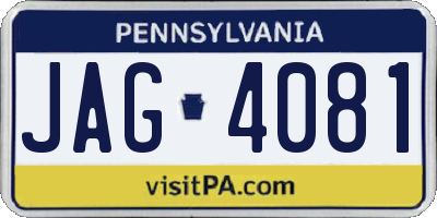 PA license plate JAG4081