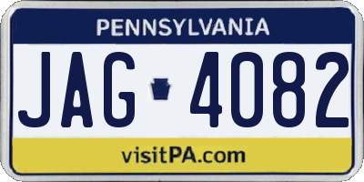 PA license plate JAG4082
