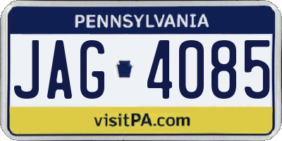 PA license plate JAG4085