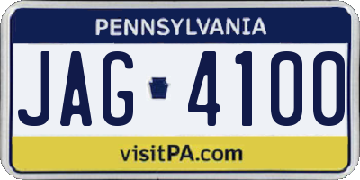 PA license plate JAG4100