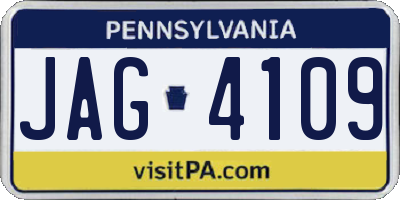 PA license plate JAG4109