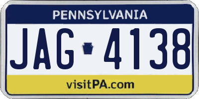 PA license plate JAG4138