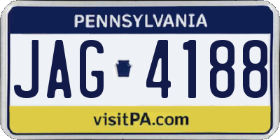 PA license plate JAG4188