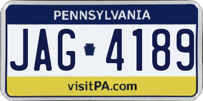 PA license plate JAG4189