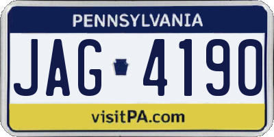 PA license plate JAG4190