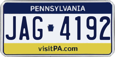 PA license plate JAG4192
