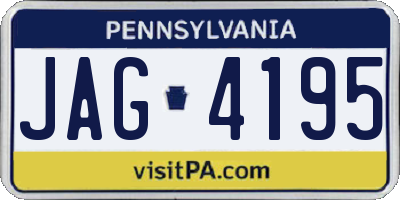PA license plate JAG4195