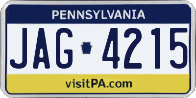 PA license plate JAG4215