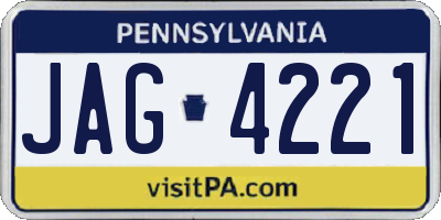 PA license plate JAG4221