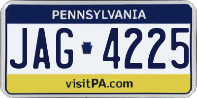 PA license plate JAG4225