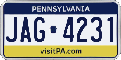 PA license plate JAG4231