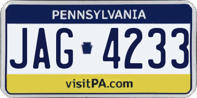 PA license plate JAG4233