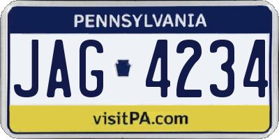 PA license plate JAG4234