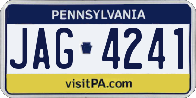 PA license plate JAG4241