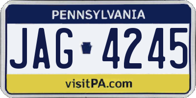 PA license plate JAG4245