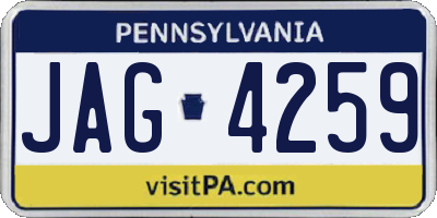 PA license plate JAG4259