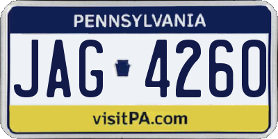 PA license plate JAG4260