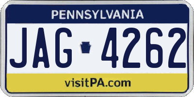 PA license plate JAG4262