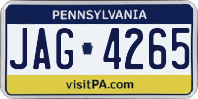 PA license plate JAG4265