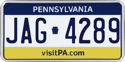 PA license plate JAG4289