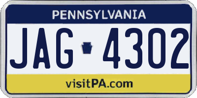 PA license plate JAG4302