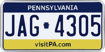 PA license plate JAG4305