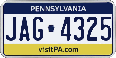 PA license plate JAG4325