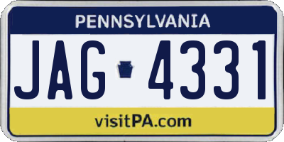 PA license plate JAG4331