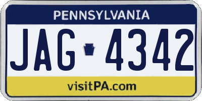PA license plate JAG4342