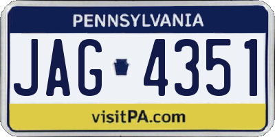 PA license plate JAG4351