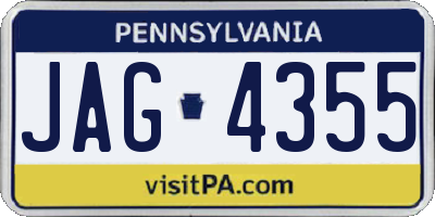 PA license plate JAG4355